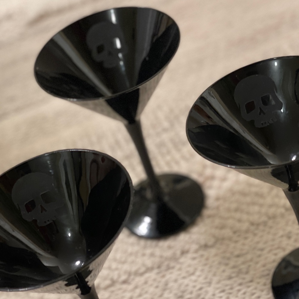 Set of 3 Skull Martini Glassed